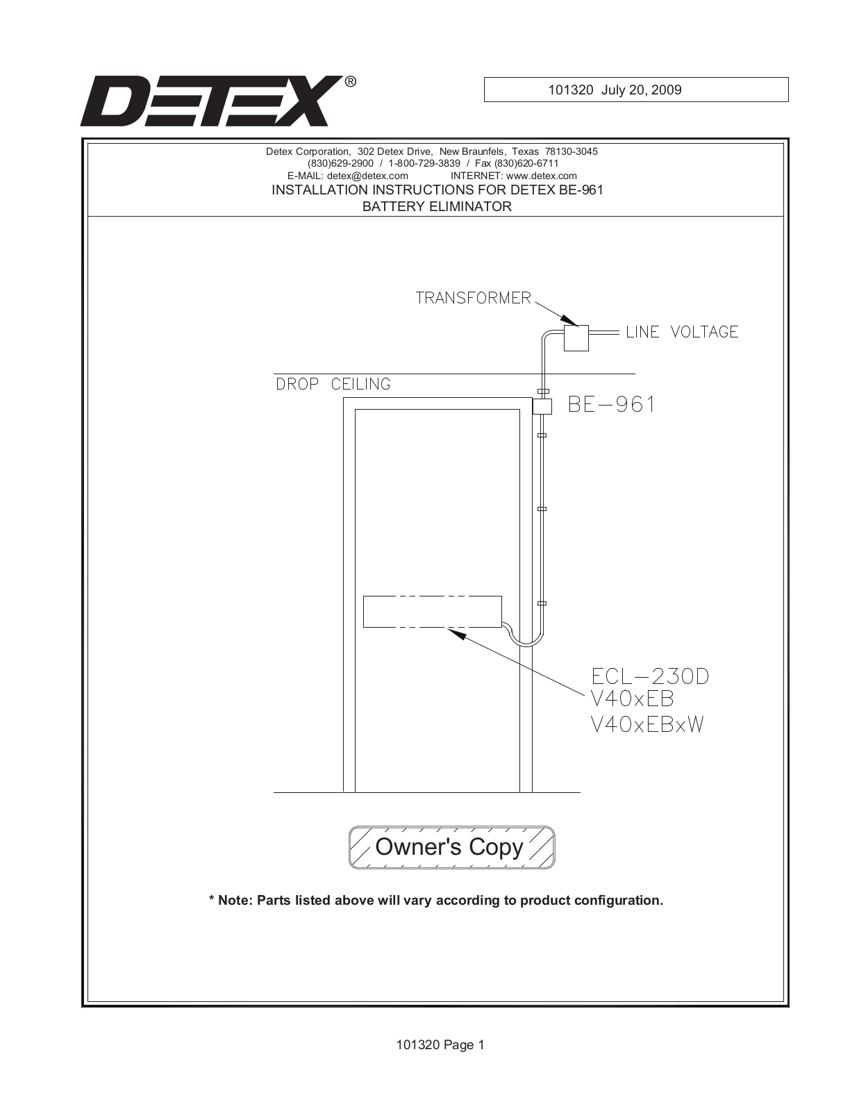 Detex BE-961-2 User Manual - ManualMachine.com