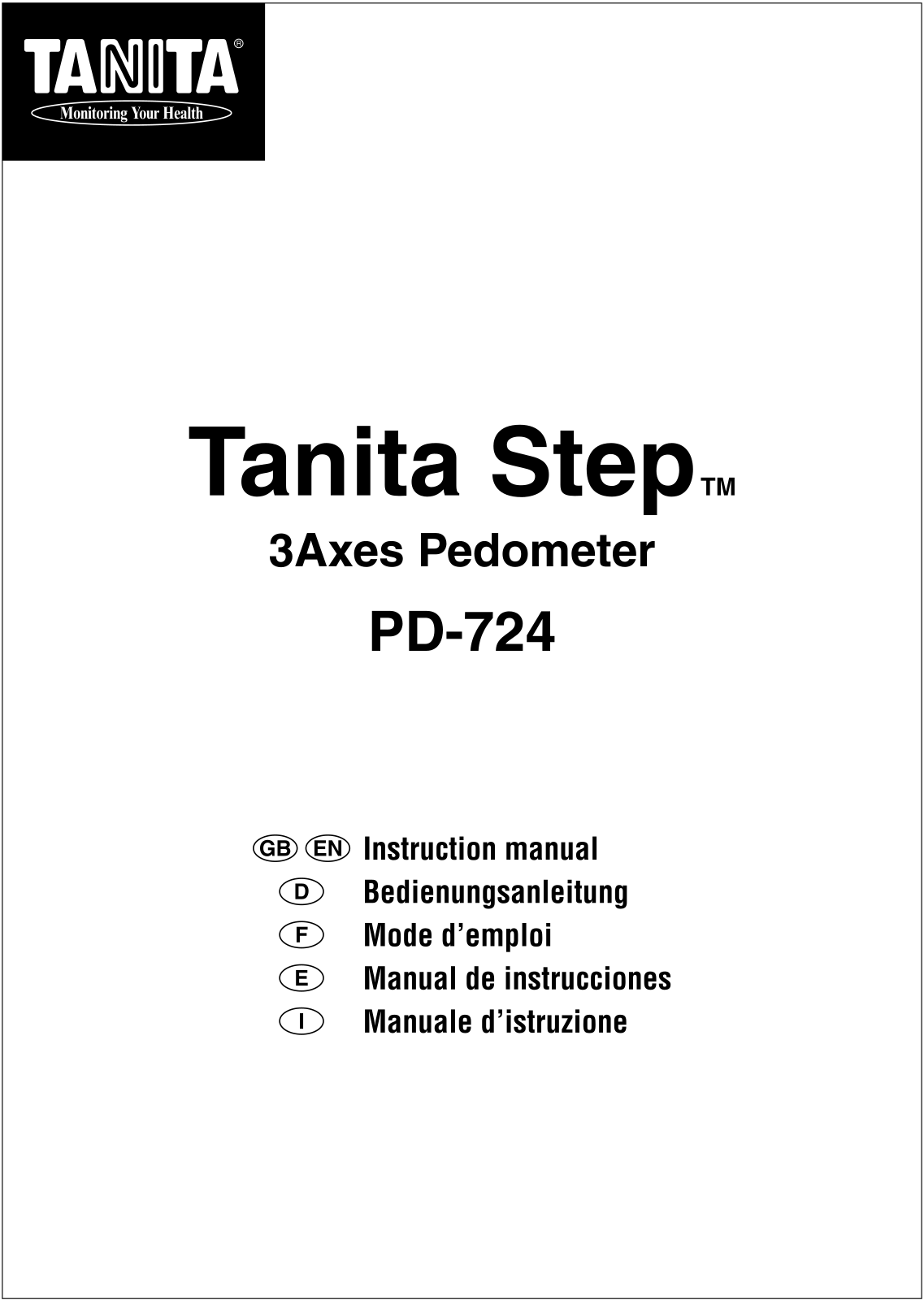 Tanita PD-724GL, PD-724 Owner's Manual