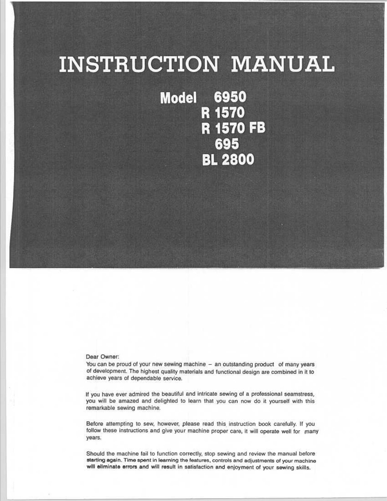 RICCAR R1570 Owner's Manual