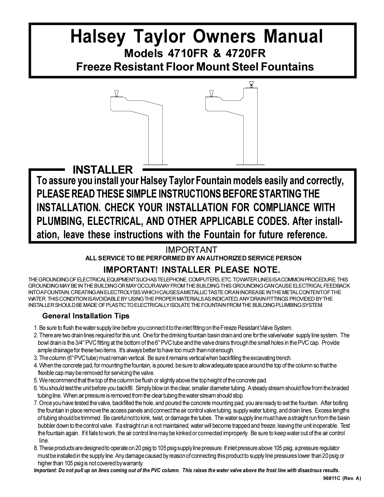 Halsey Taylor 4710FR Installation  Manual