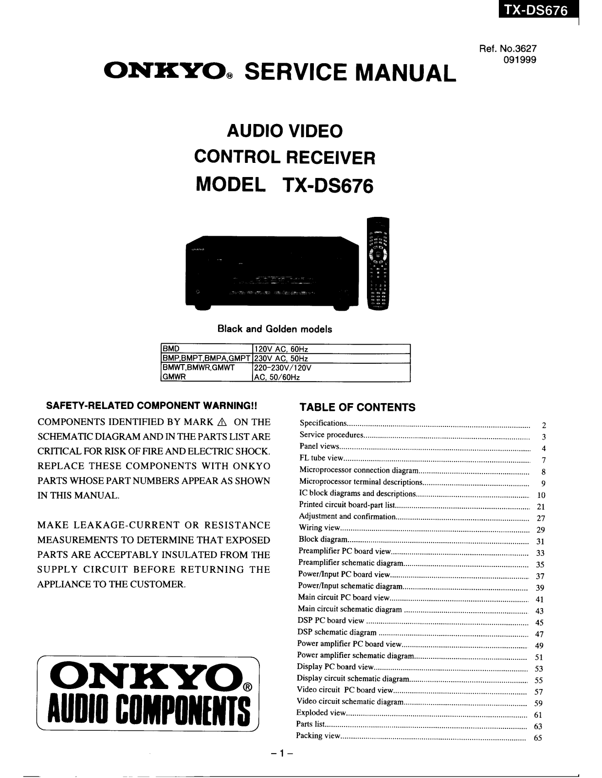 Onkyo TXDS-676 Service Manual