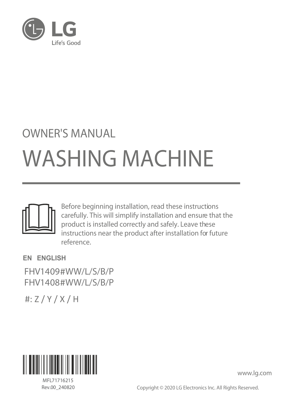 LG FHV1409ZWB Owner’s Manual