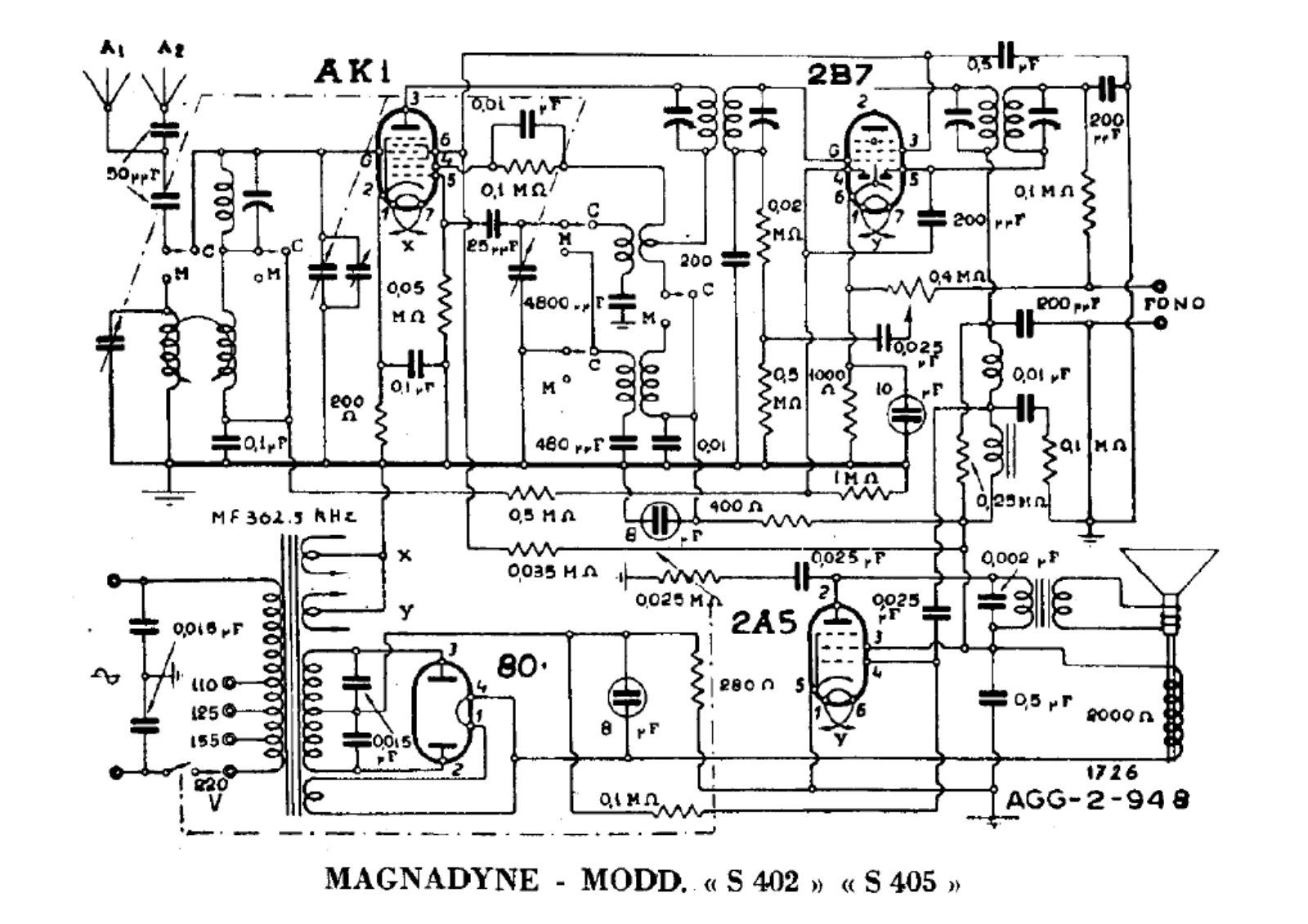 Magnadyne s402, s405 schematic