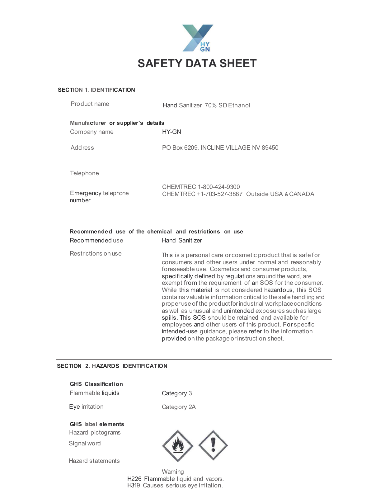 HY-GN 641489, 641480 User Manual