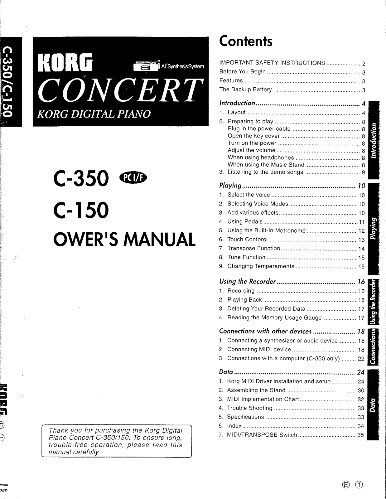 Korg C-350 User Manual