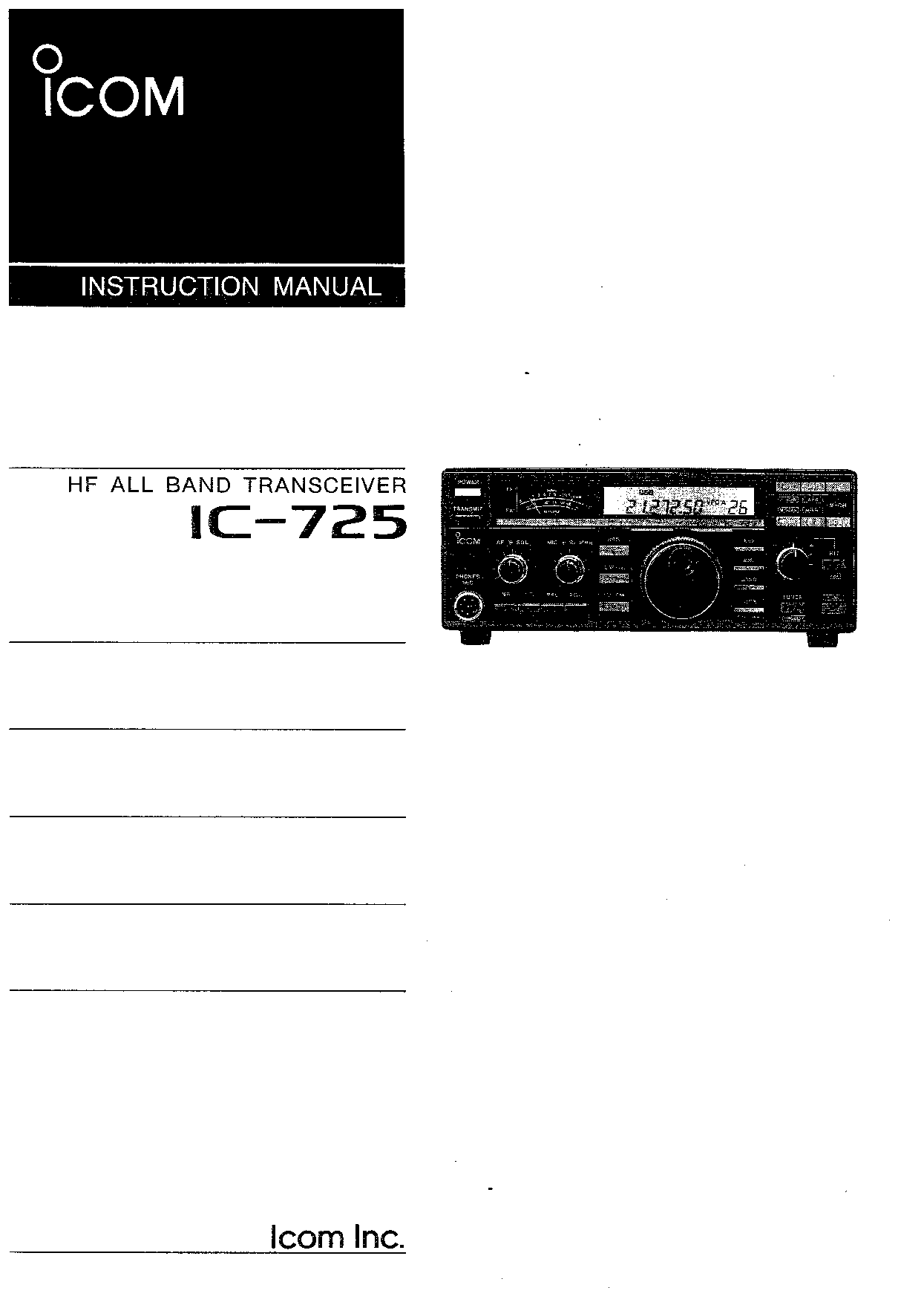 Icom IC-725 User Manual