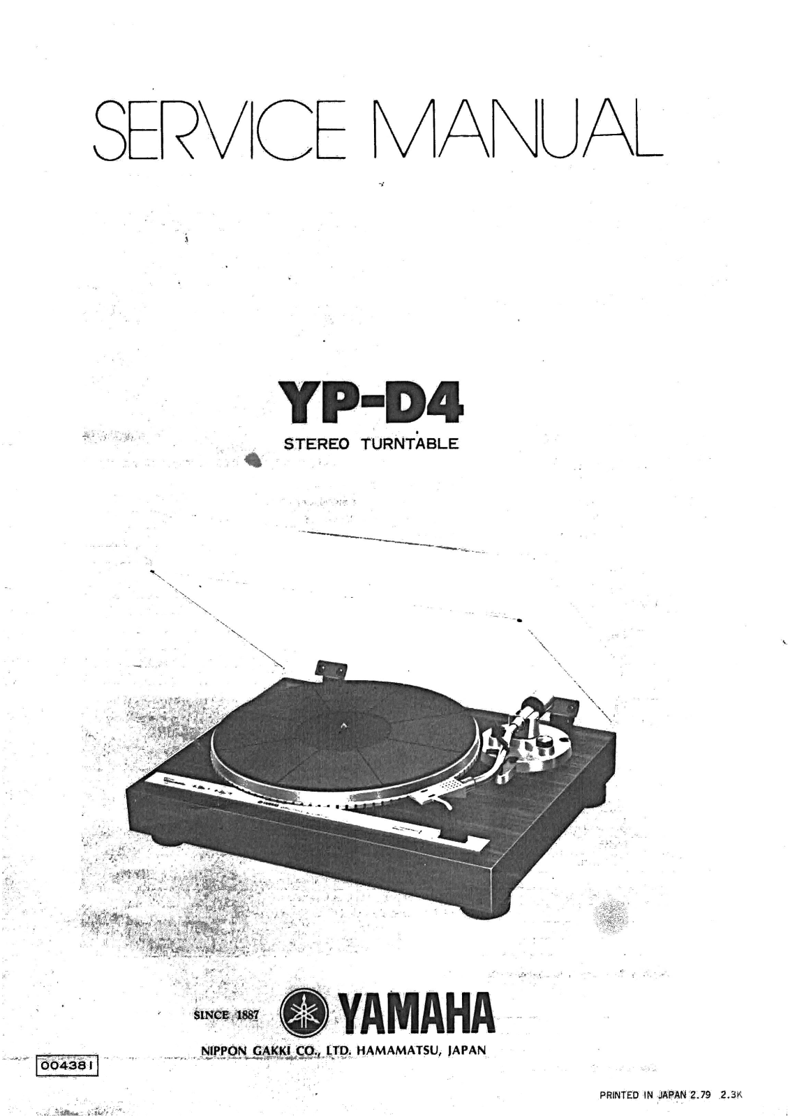 Yamaha YPD-4 Service Manual