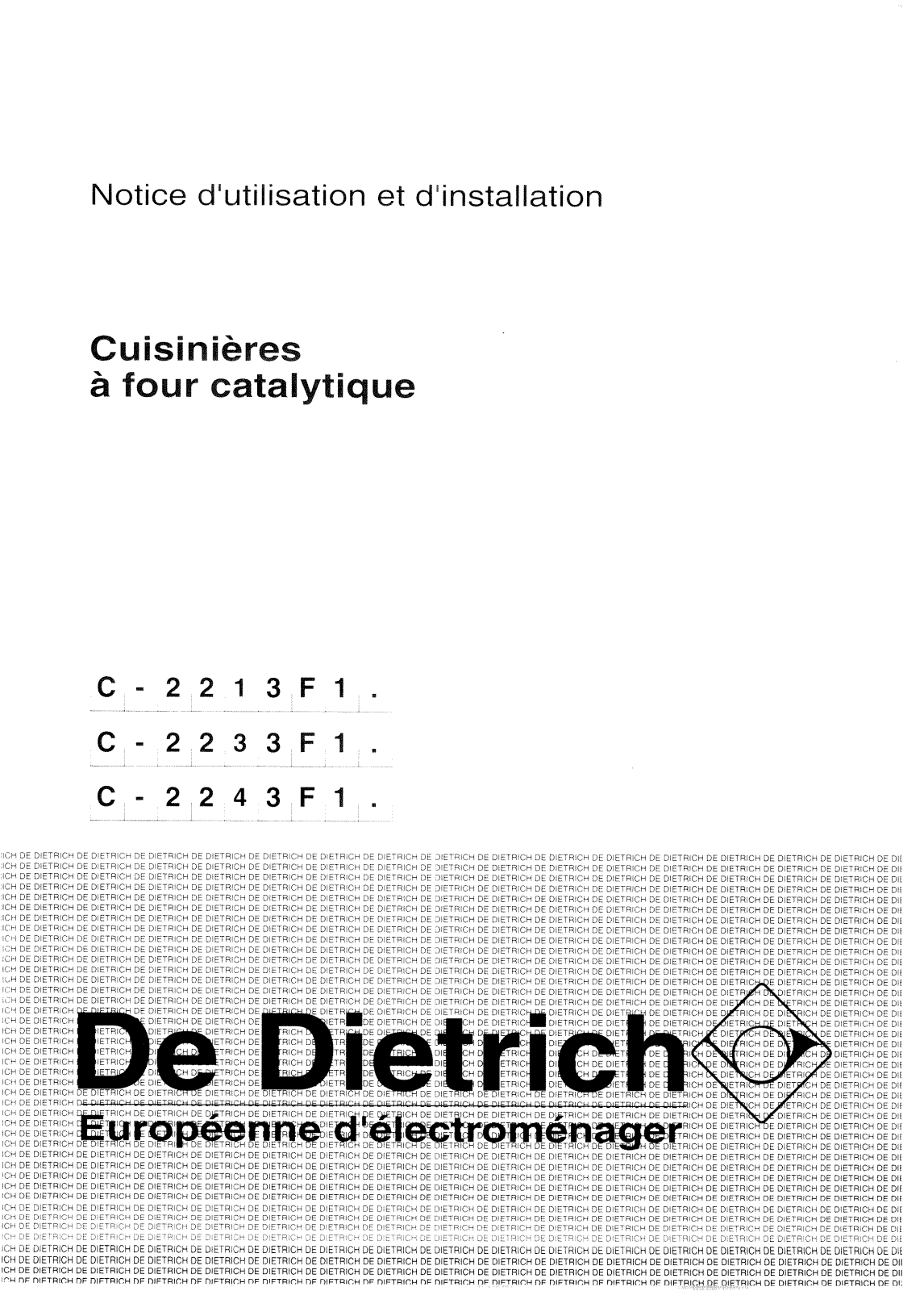 De dietrich CD2243F1, CW2233F1, CD2213F1 User Manual