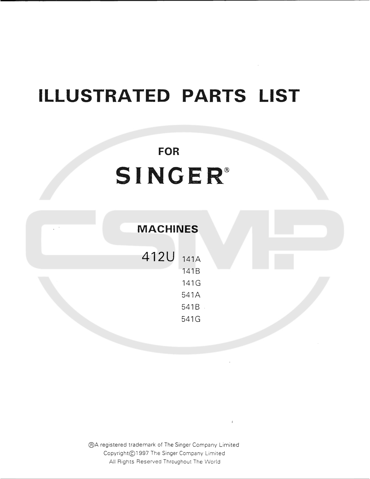 Singer 412U541A Parts Book