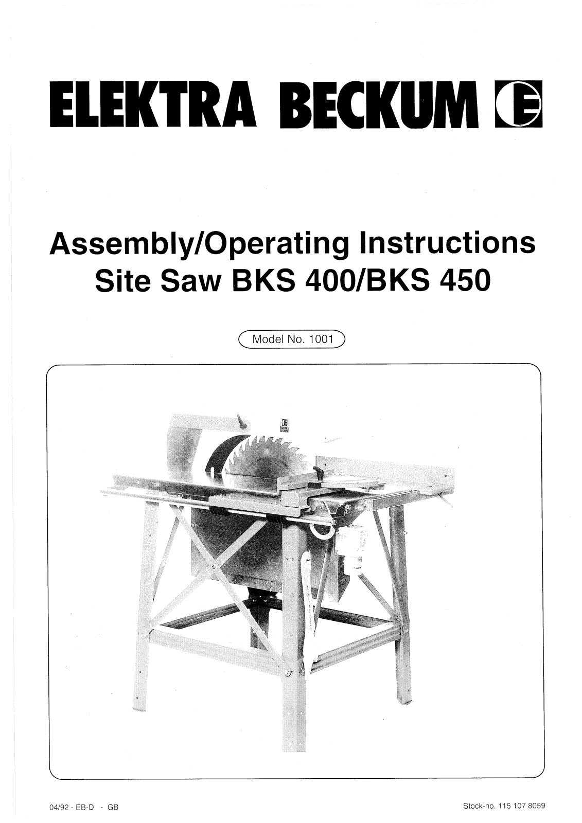 Elektra Beckum BKS 450, BKS 400 User Manual