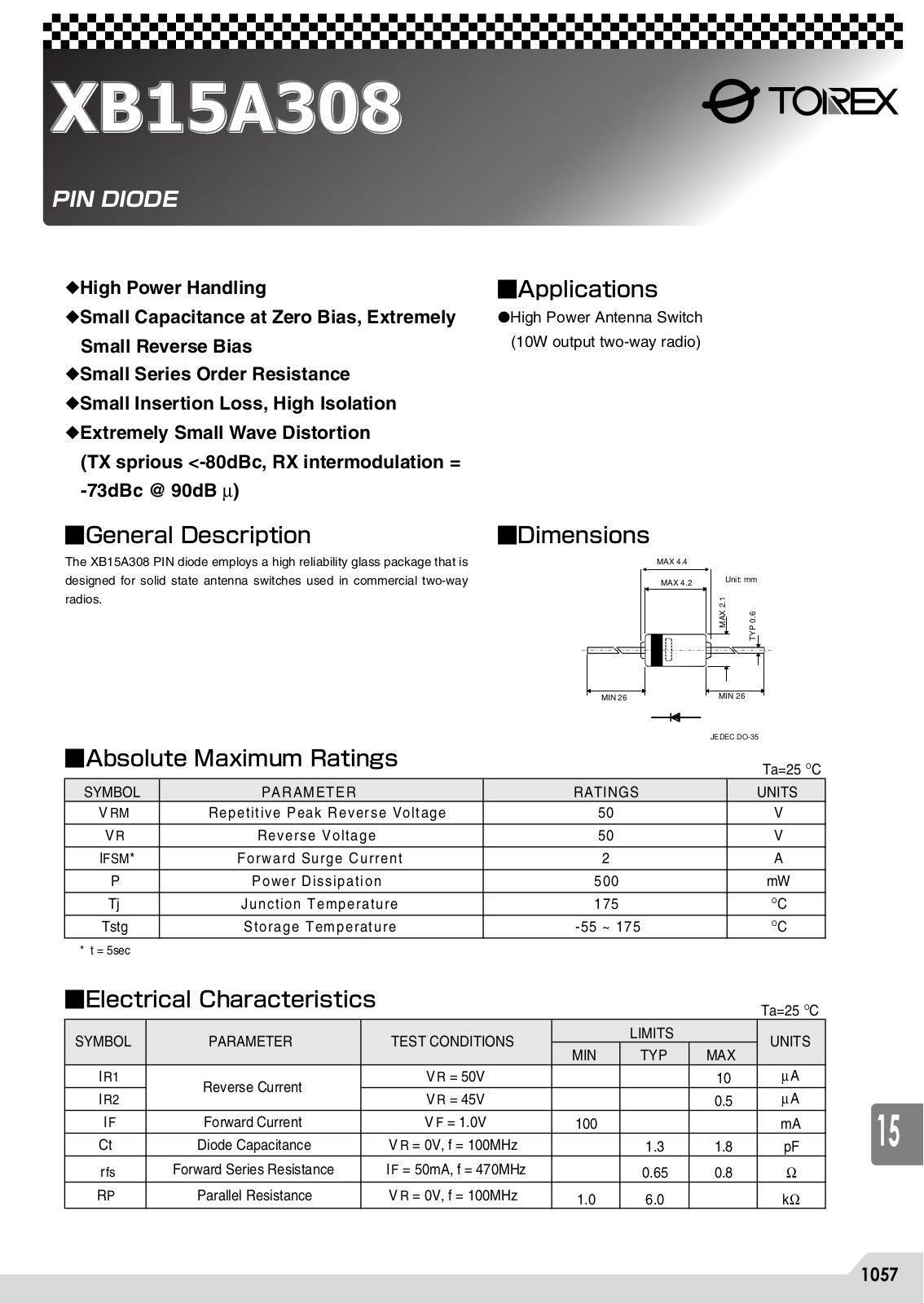 Datasheets XB15A308 Datasheet - ManualMachine.com