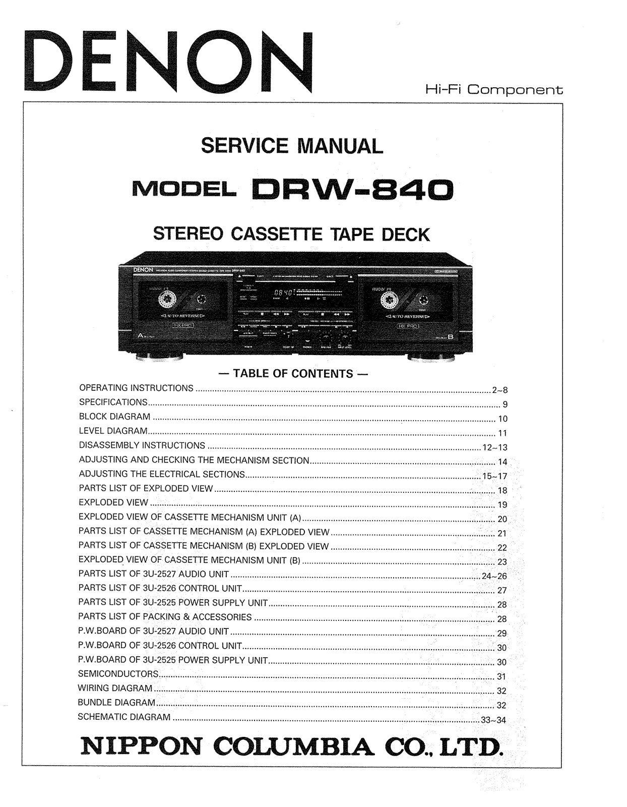 Denon DRW-840 Service Manual