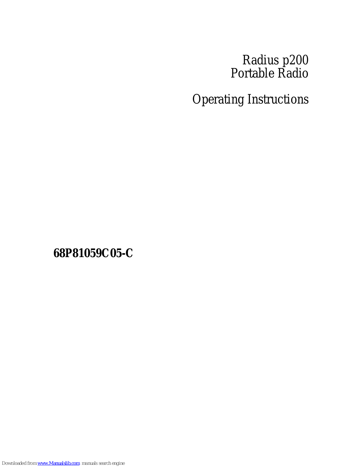 Radius p200 Operating Instructions Manual