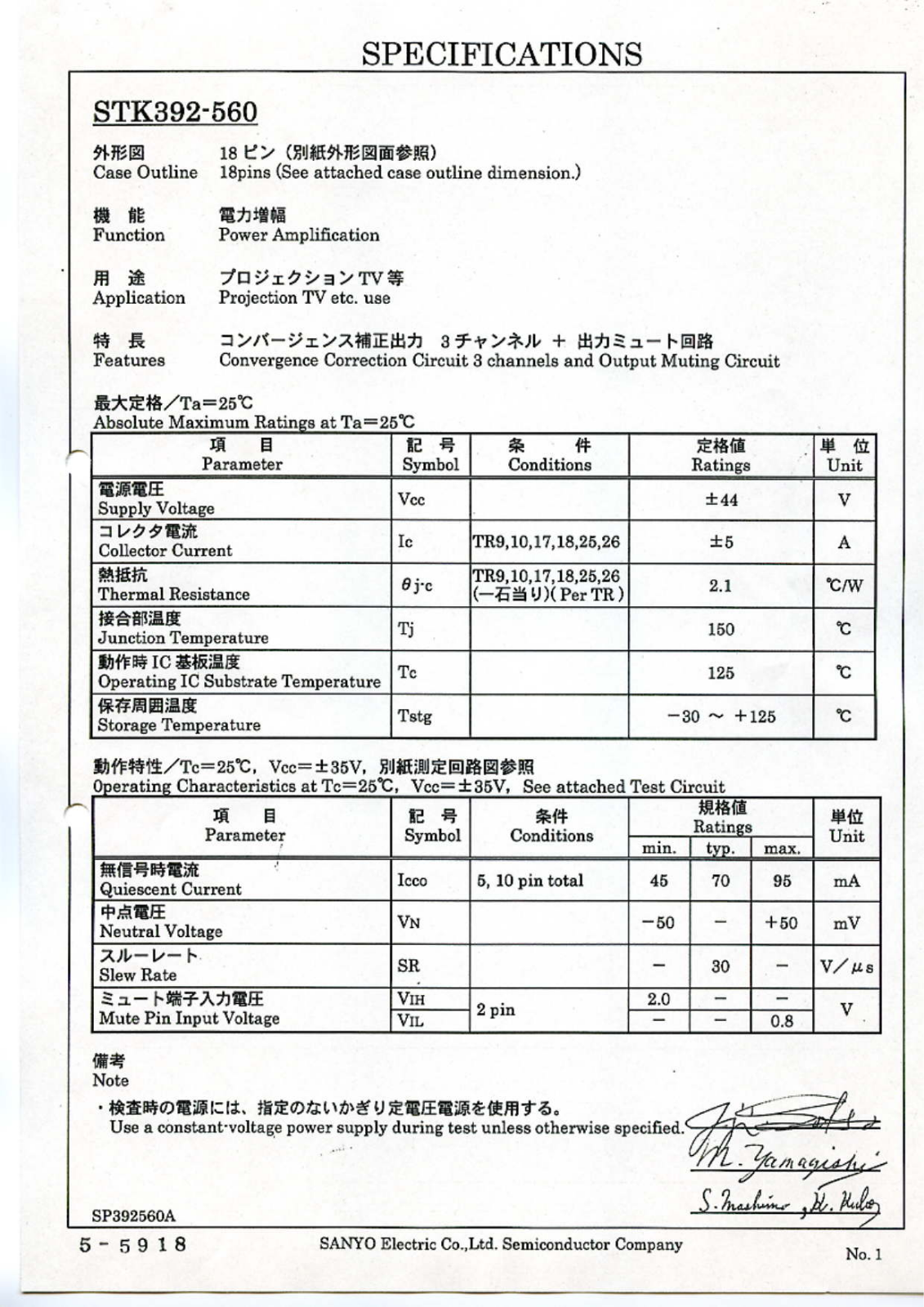 SANYO STK392-560 Service Manual