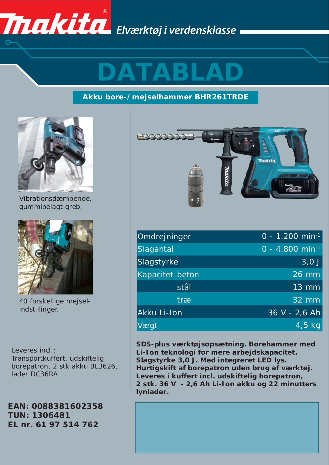 Makita BHR261TRDE User Manual