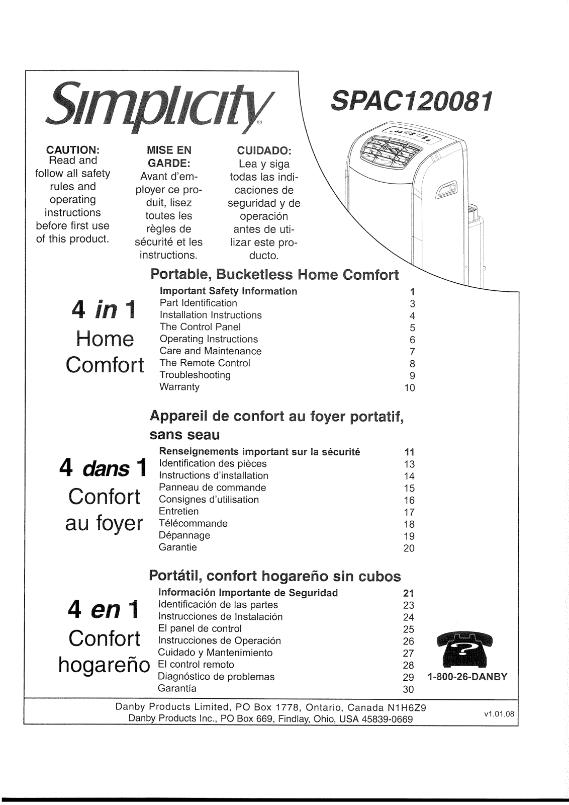 Danby SPAC120081 Owner's Manual