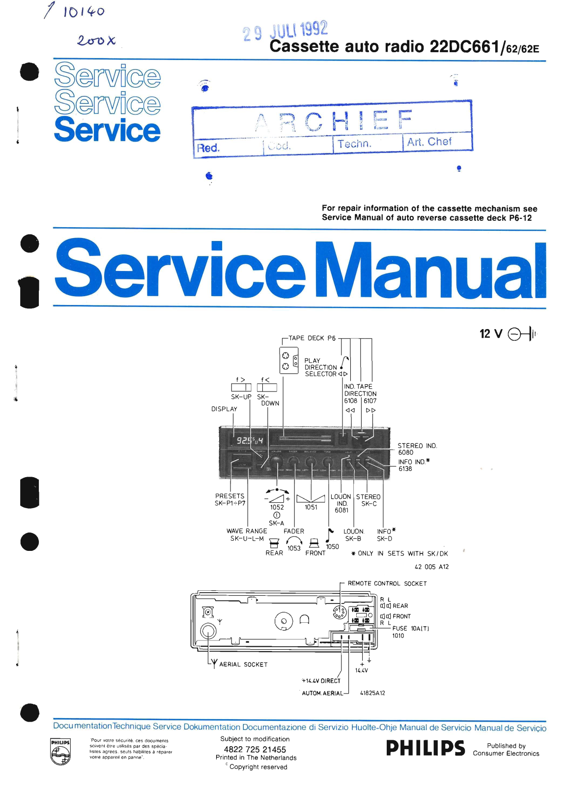 Philips 22-DC-661 Service Manual