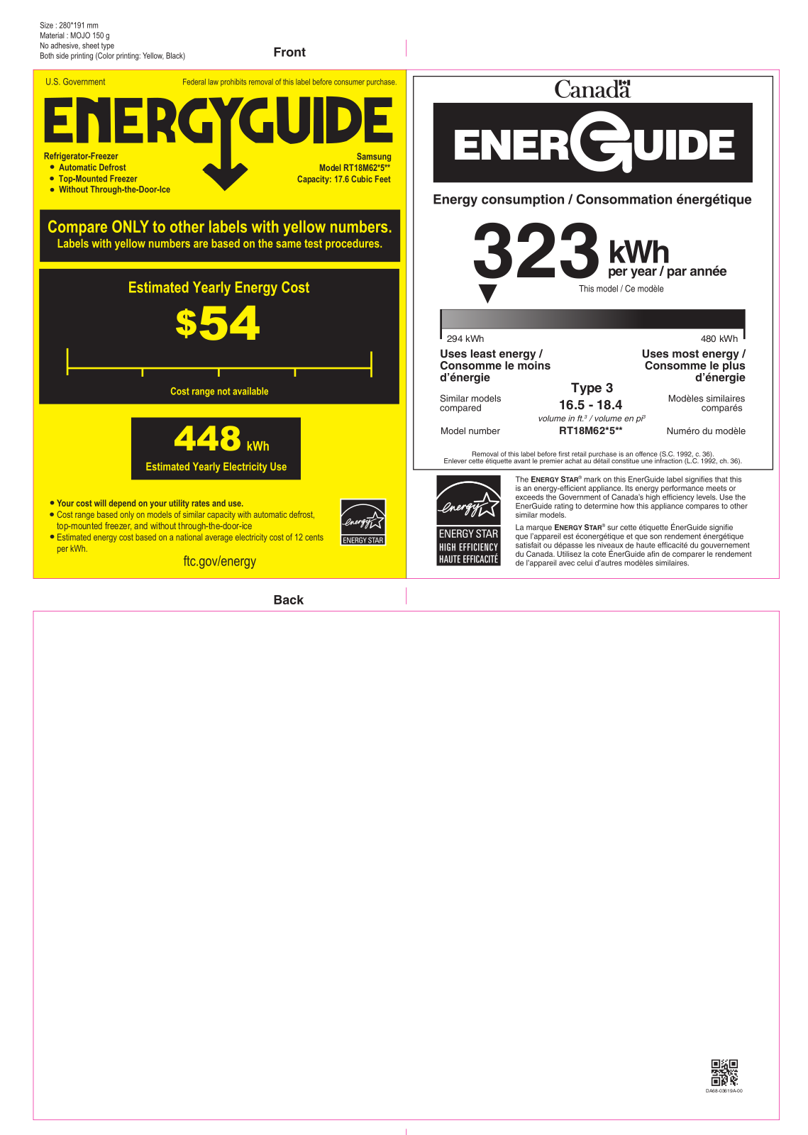 Samsung RT18M6215SR Energy manual