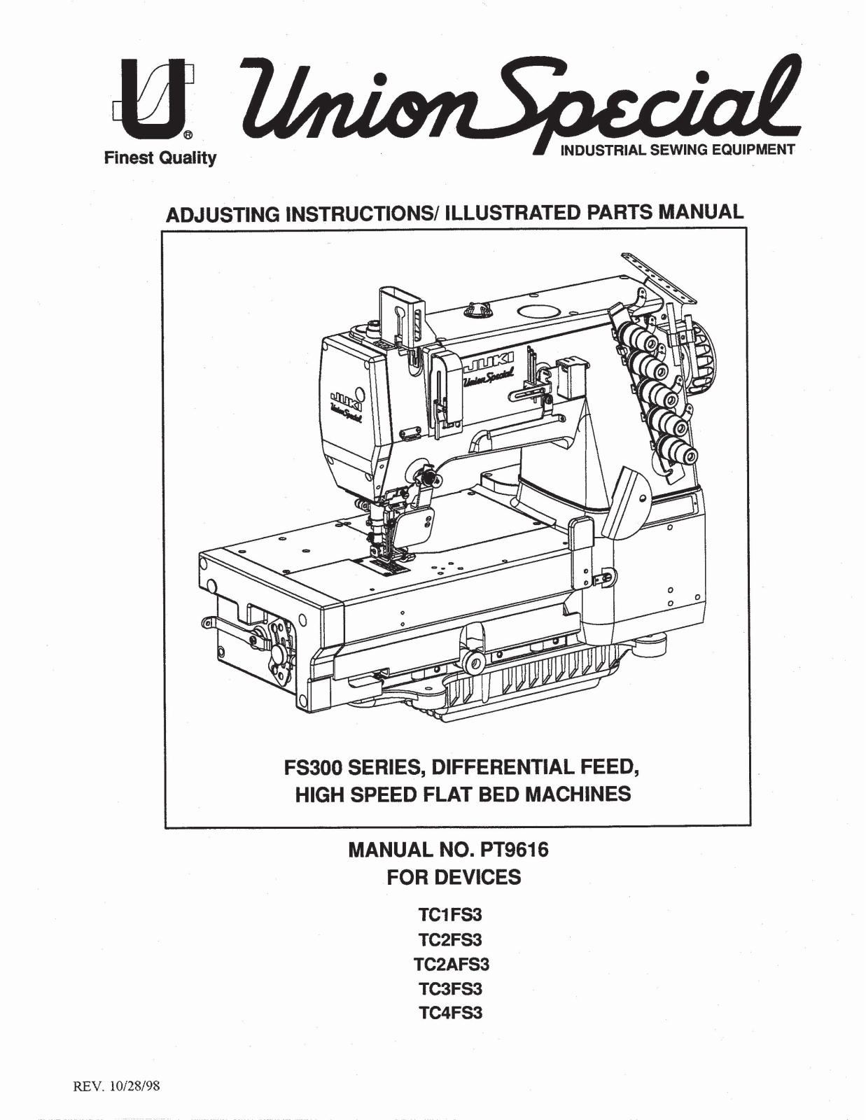 Union Special TC1FS3, TC2FS3, TC2AFS3, TC3FS3, TC4FS3 Parts List