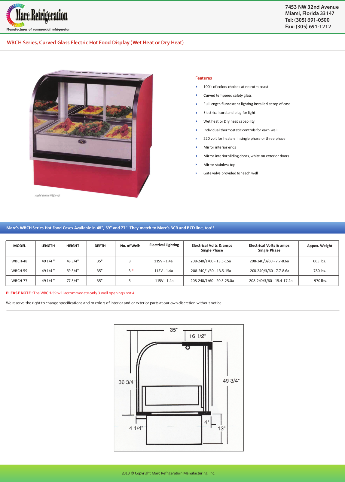 Marc Refrigeration WBCH-59 User Manual