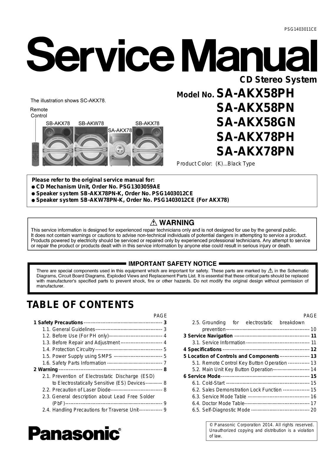 Panasonic SA-AKX58, SA-AKX78 Schematic