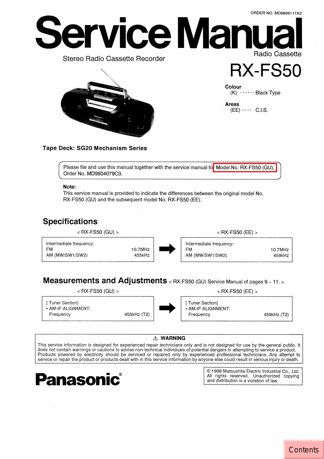 JVC RX FS50 EE Service Manual