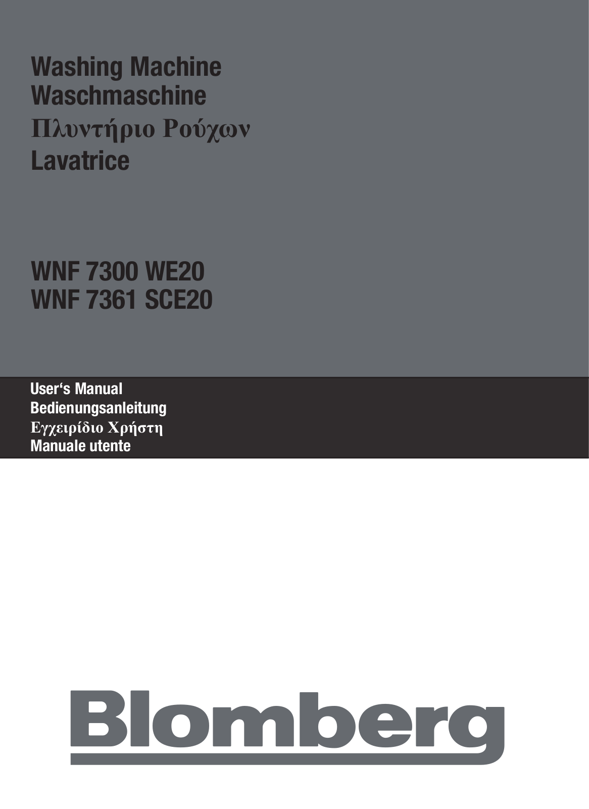 Blomberg WNF 7361 SCE20, WNF 7300 WE20 User Manual