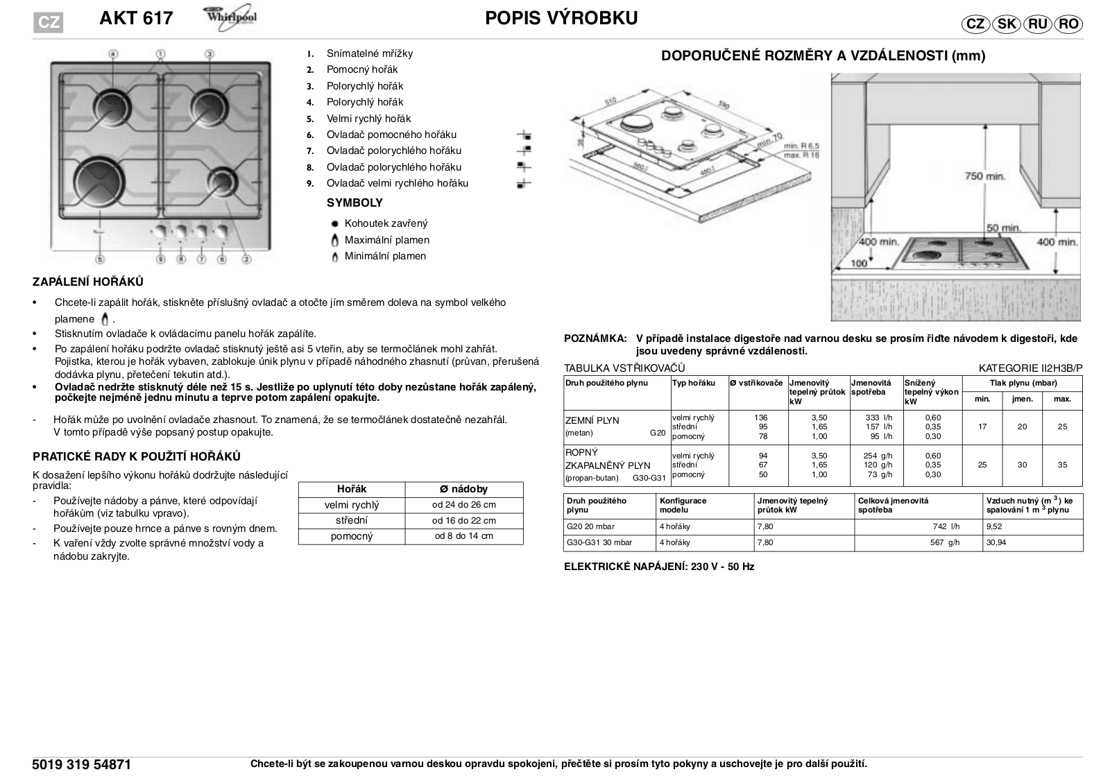 Whirlpool AKT 617 WH User Manual