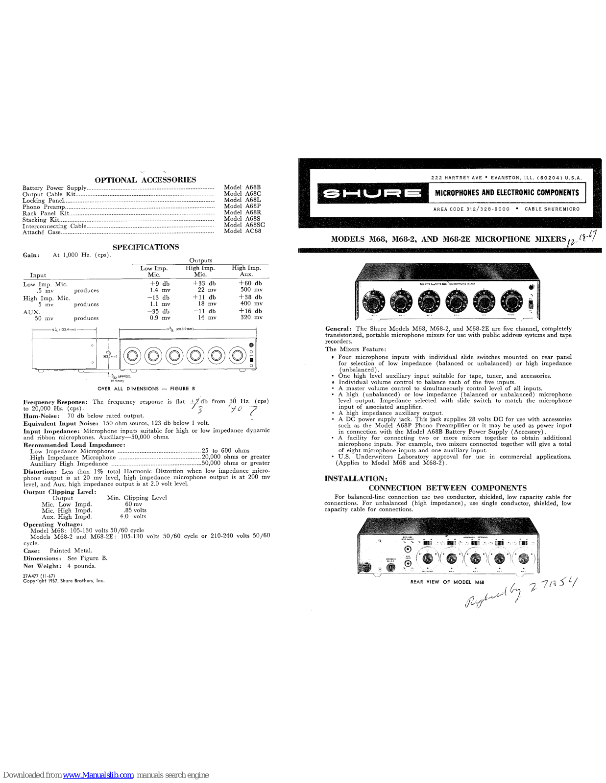 Shure M68, M68-2, M68-2E User Manual - ManualMachine.com