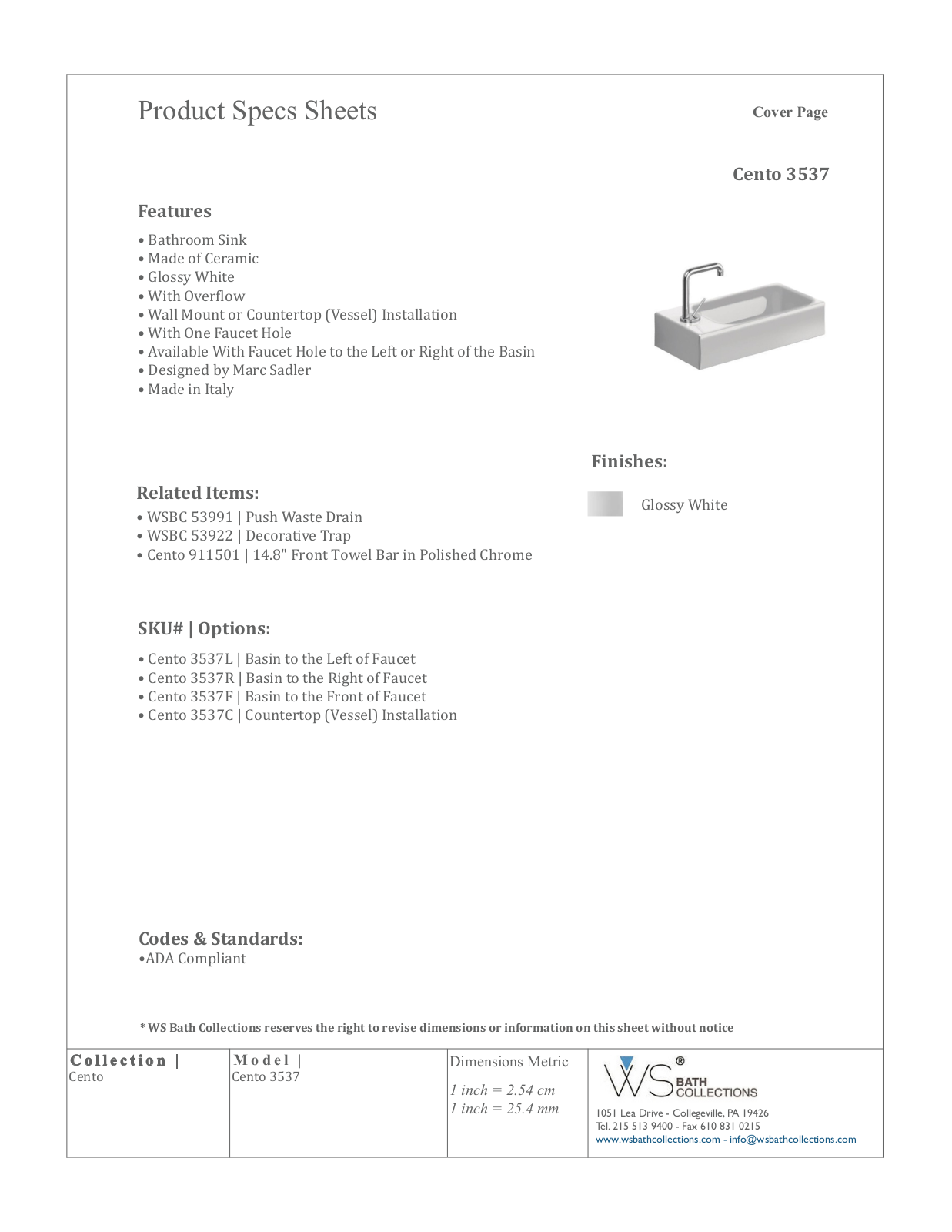 WS Bath Collections WSO3239 Specifications - ManualMachine.com