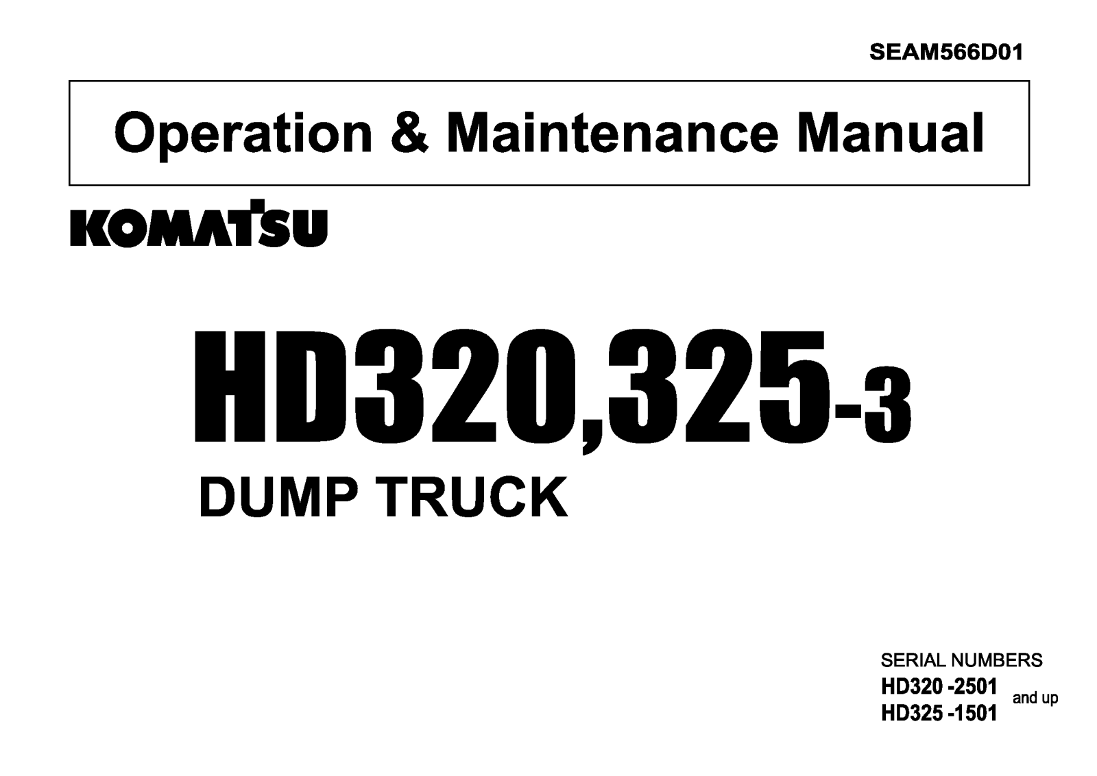 Komatsu HD320, HD325-3 User Manual