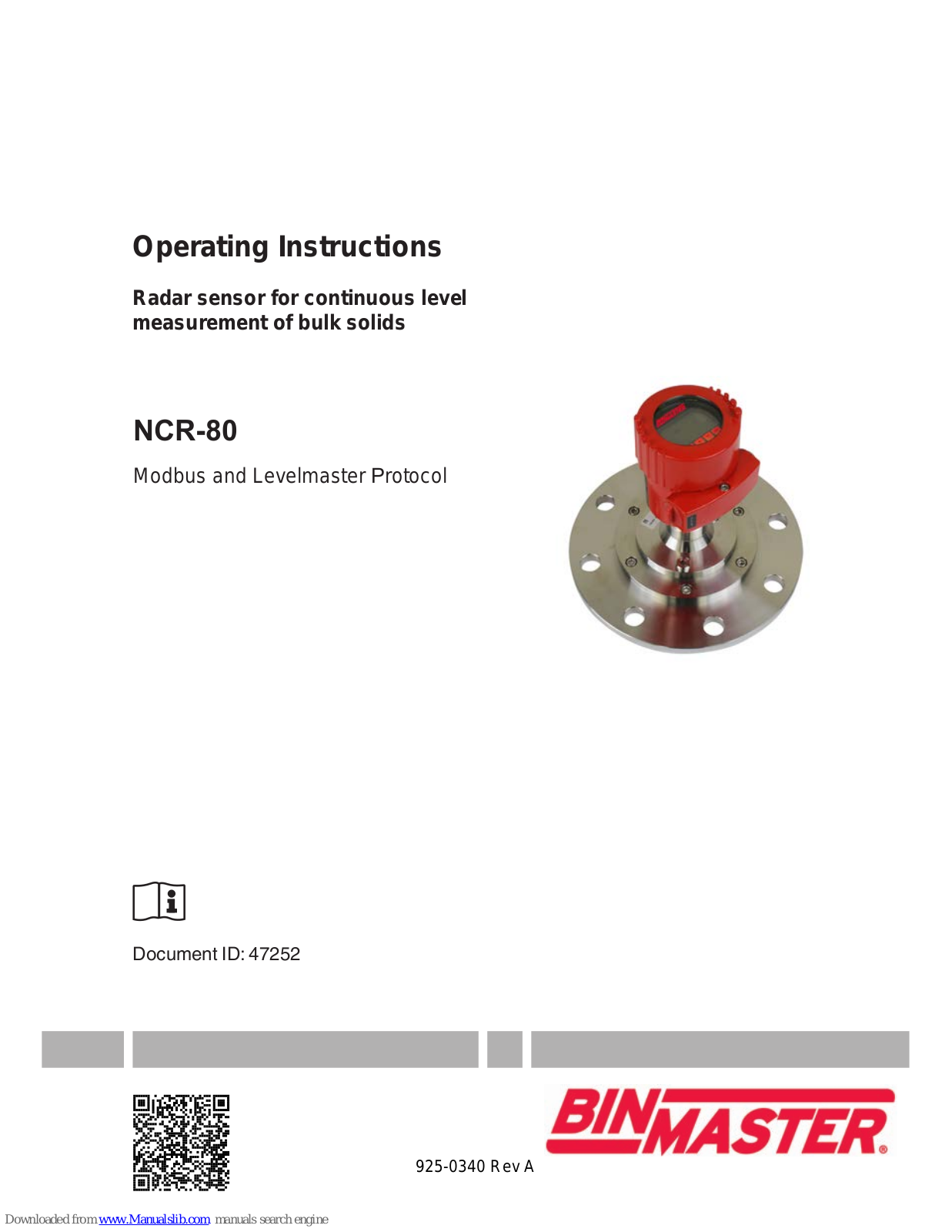 BINMASTER NCR-80 Operating Instructions Manual - ManualMachine.com