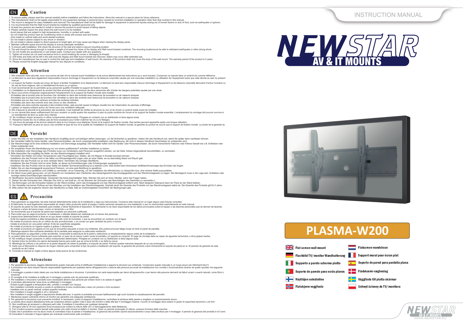 Newstar PLASMA-W200 User Manual