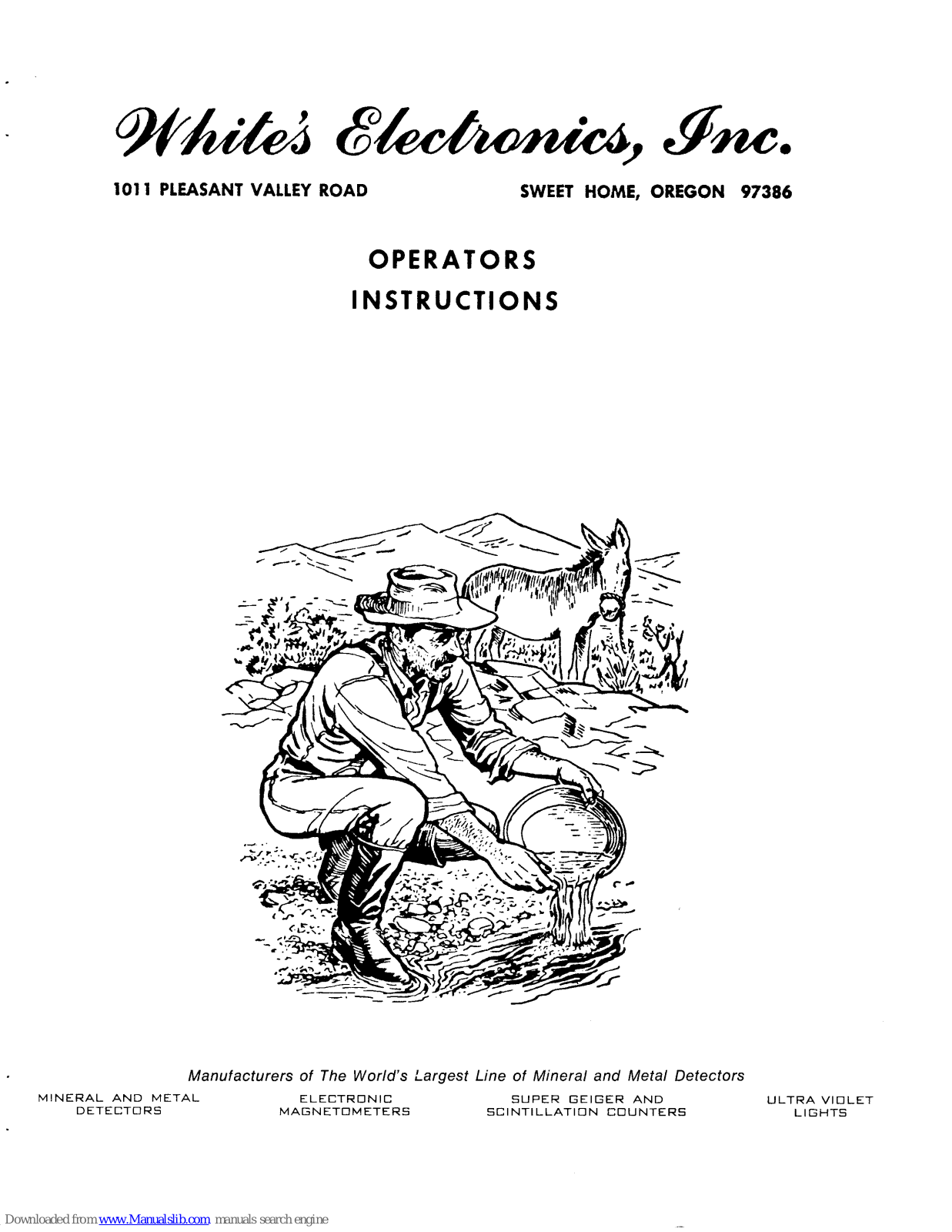 White’s Electronics Nuggetmaster Operating Instructions Manual