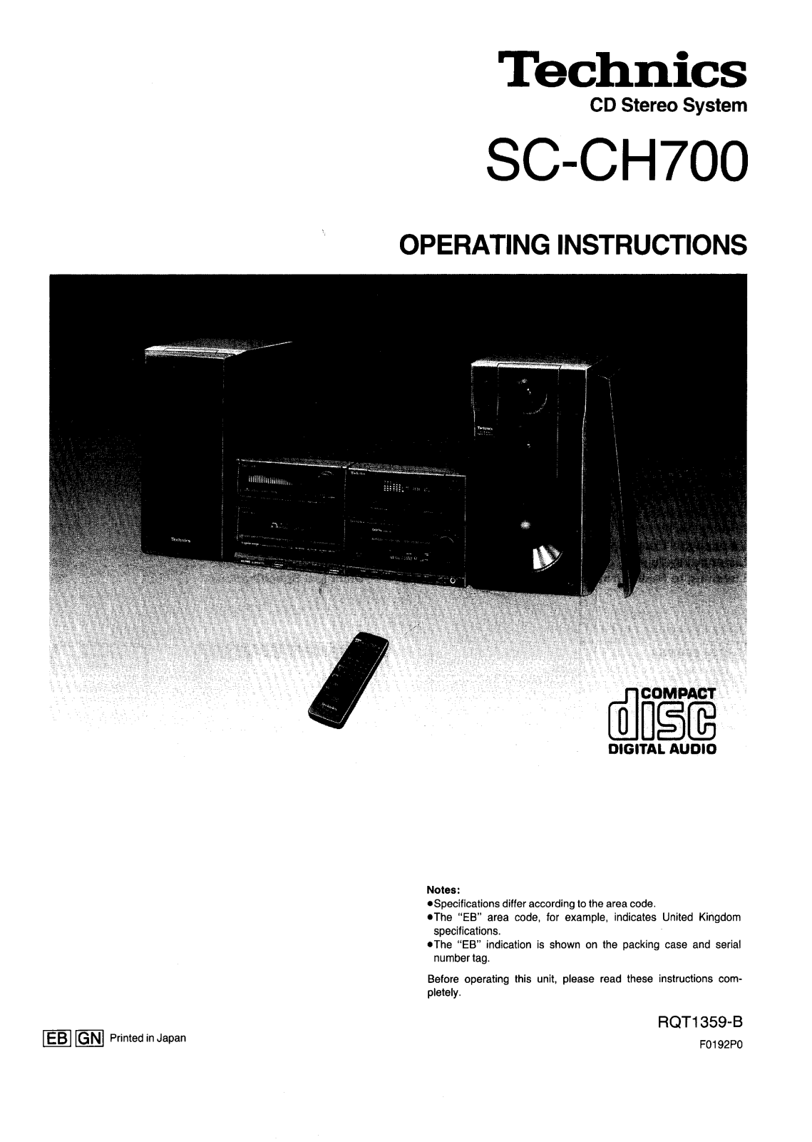 Panasonic SC-CH700 User Manual