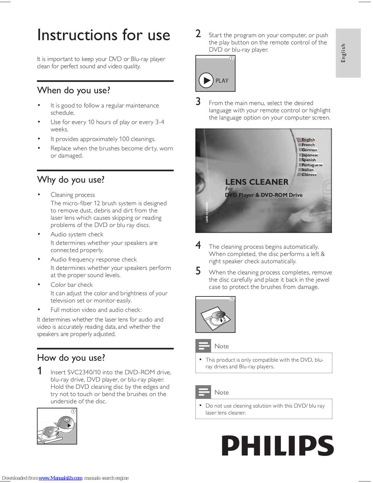 Philips SVC2340/10 Instructions For Use Manual