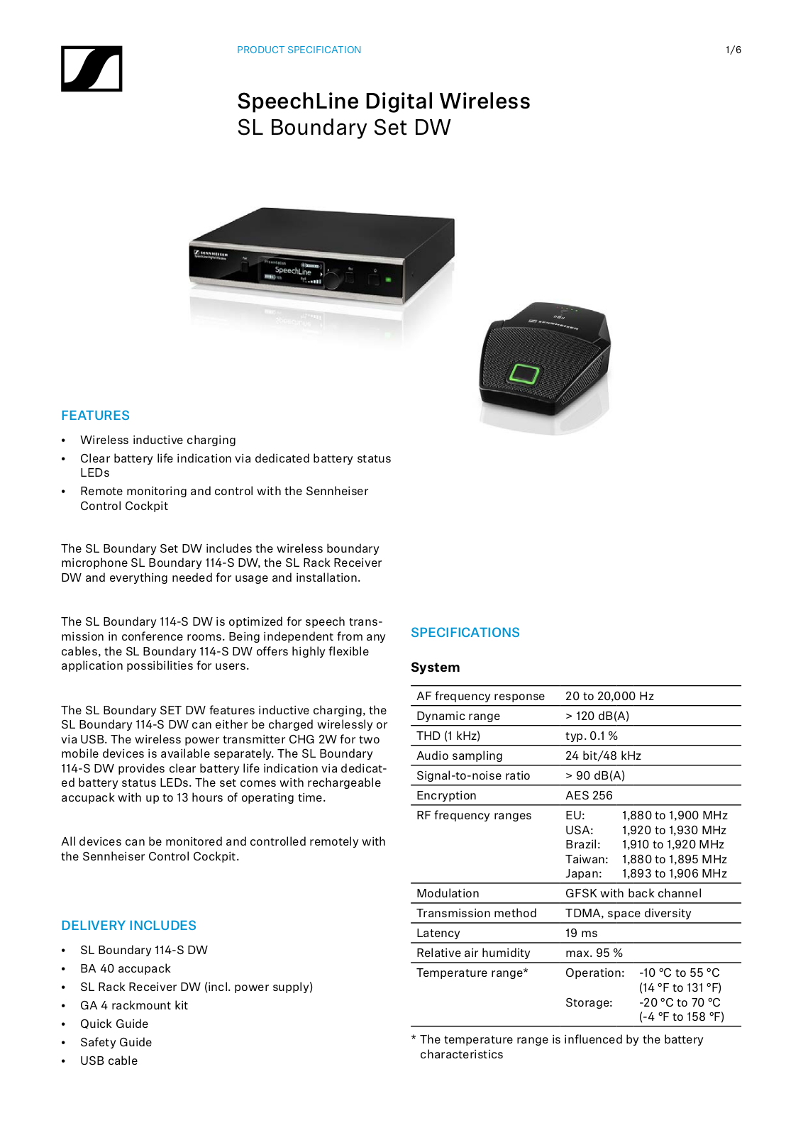 Sennheiser SL-BOUNDARY-ST-DW-4 Datasheet