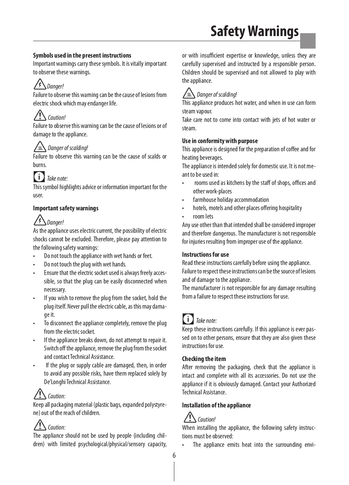 Delonghi BCO 420 Instruction manuals