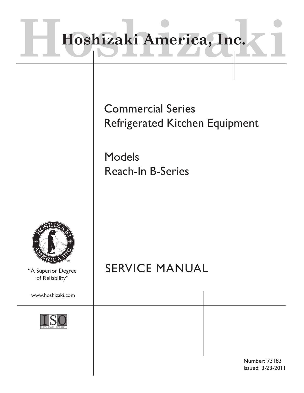 Hoshizaki AMERICA 73183 User Manual