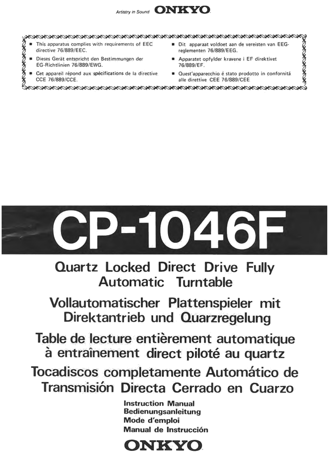 Onkyo CP-1046-F Owners Manual