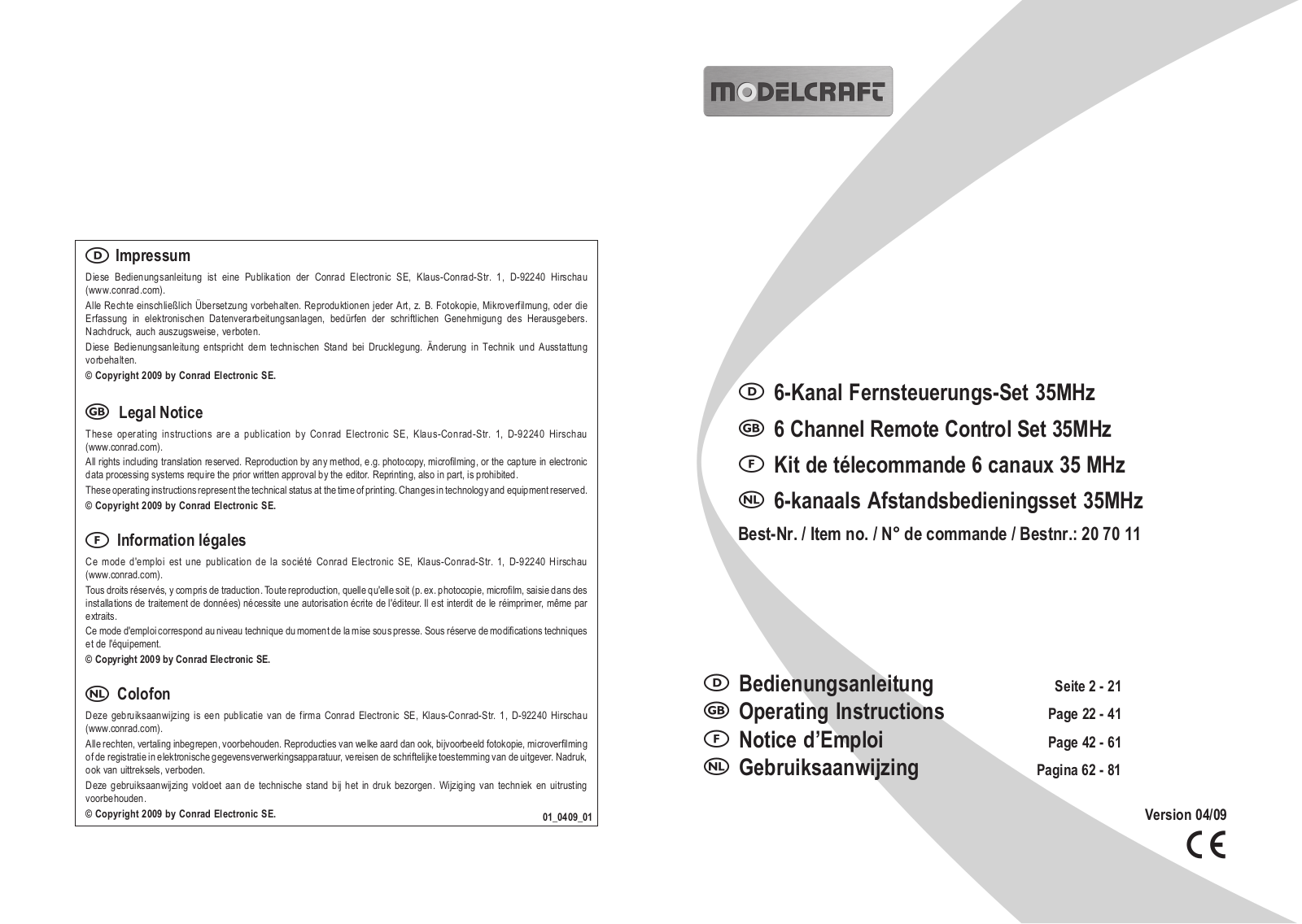 Reely 207011 User manual