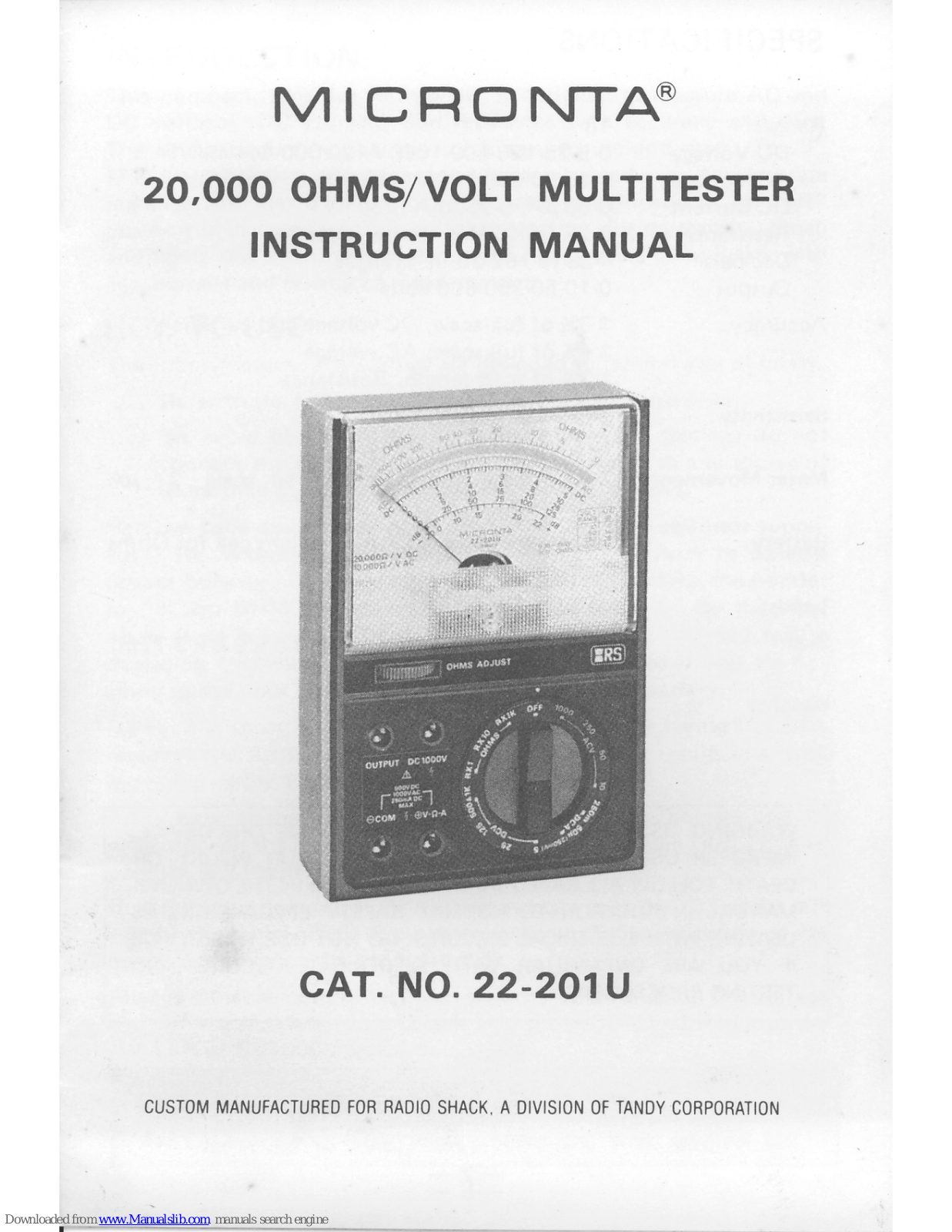 Micronta 22-201U, 22-202U Instruction Manual - ManualMachine.com