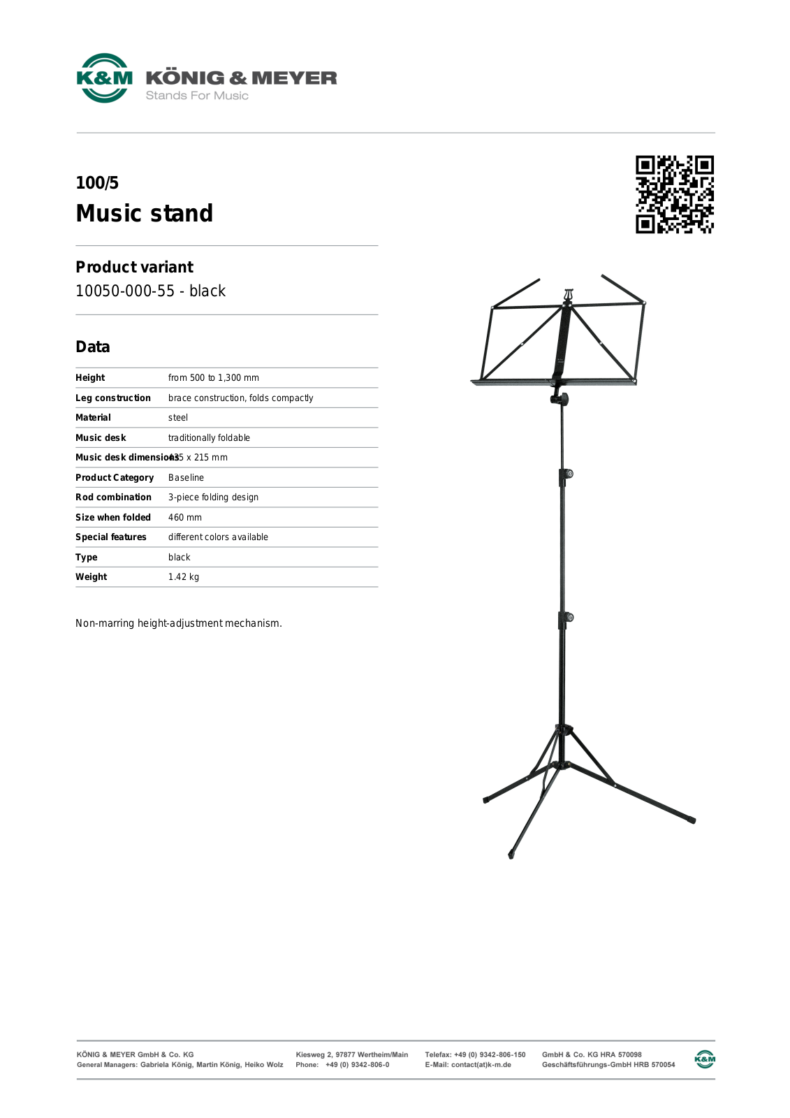 Konig & Meyer 100/5 Specification