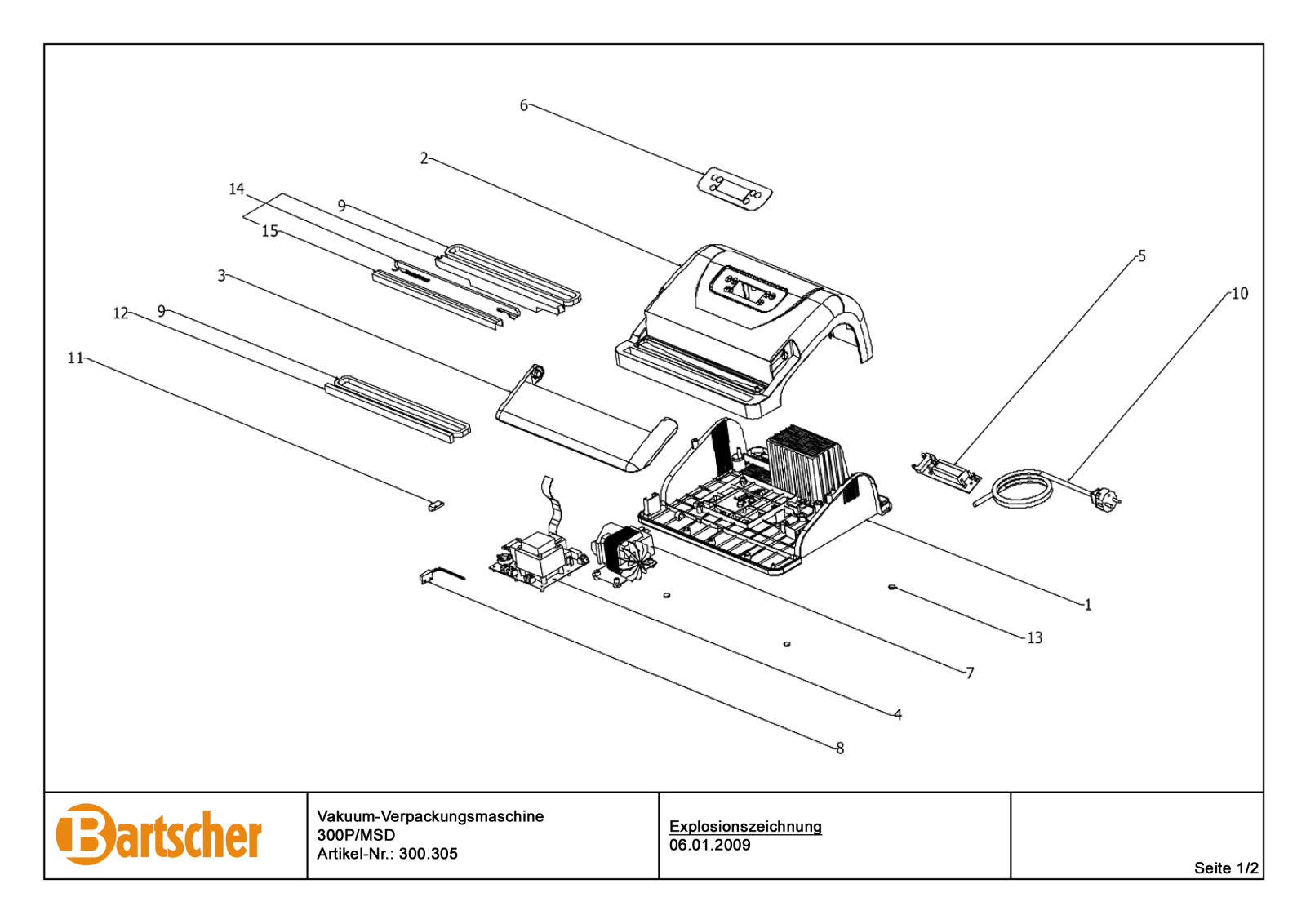 Bartscher 300305 Parts list