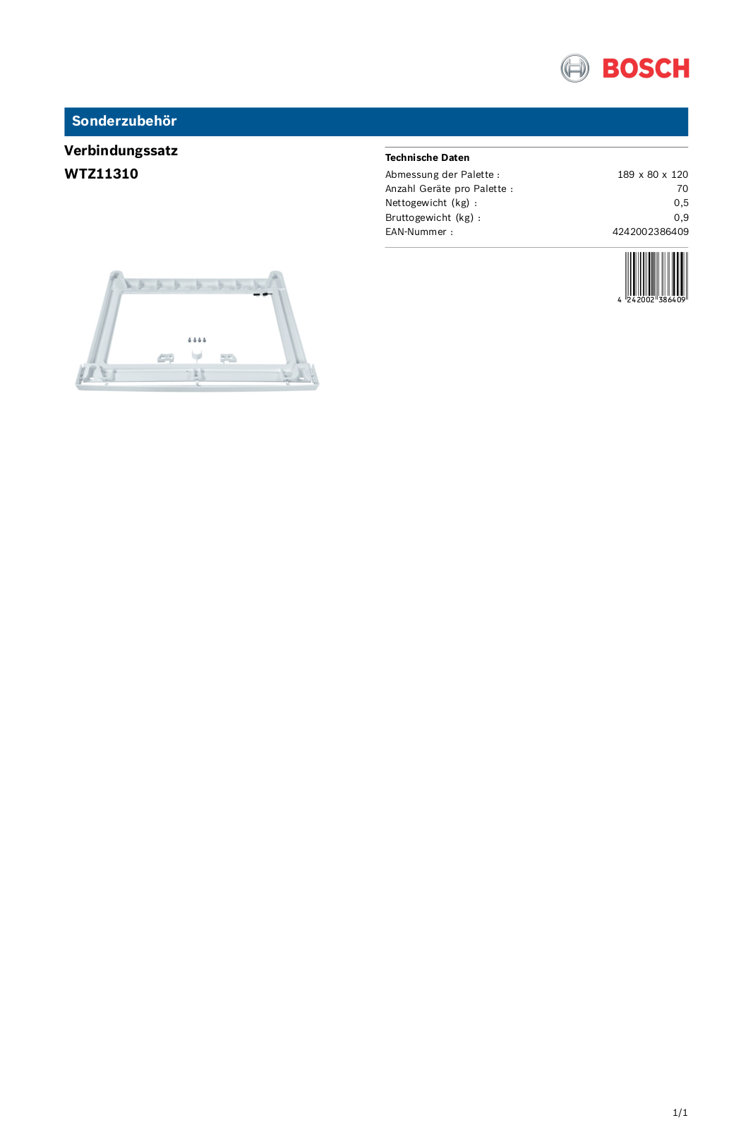 Bosch WTZ11310 User Manual