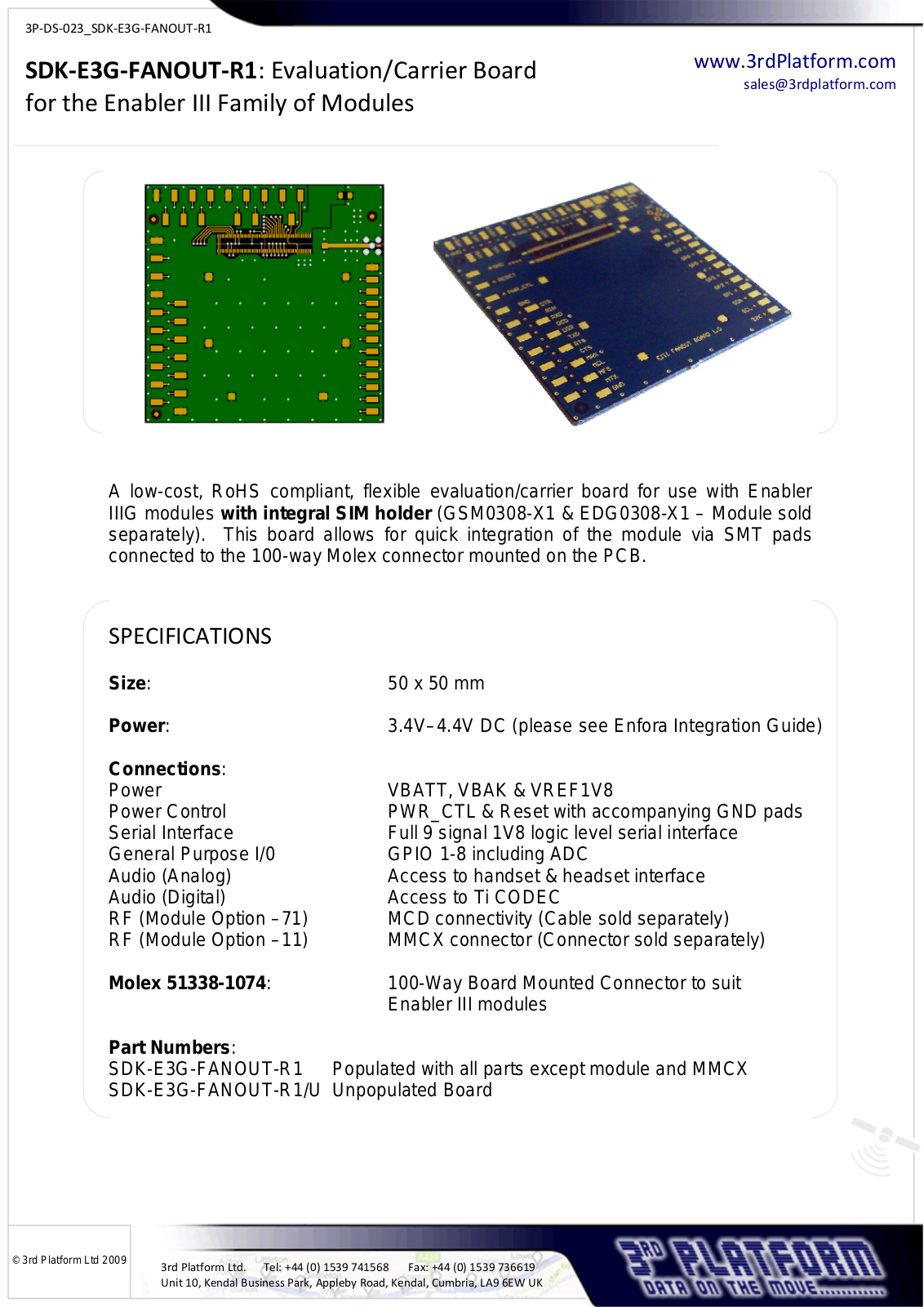 3RD SDK-E3G-FANOUT-R1 User Manual