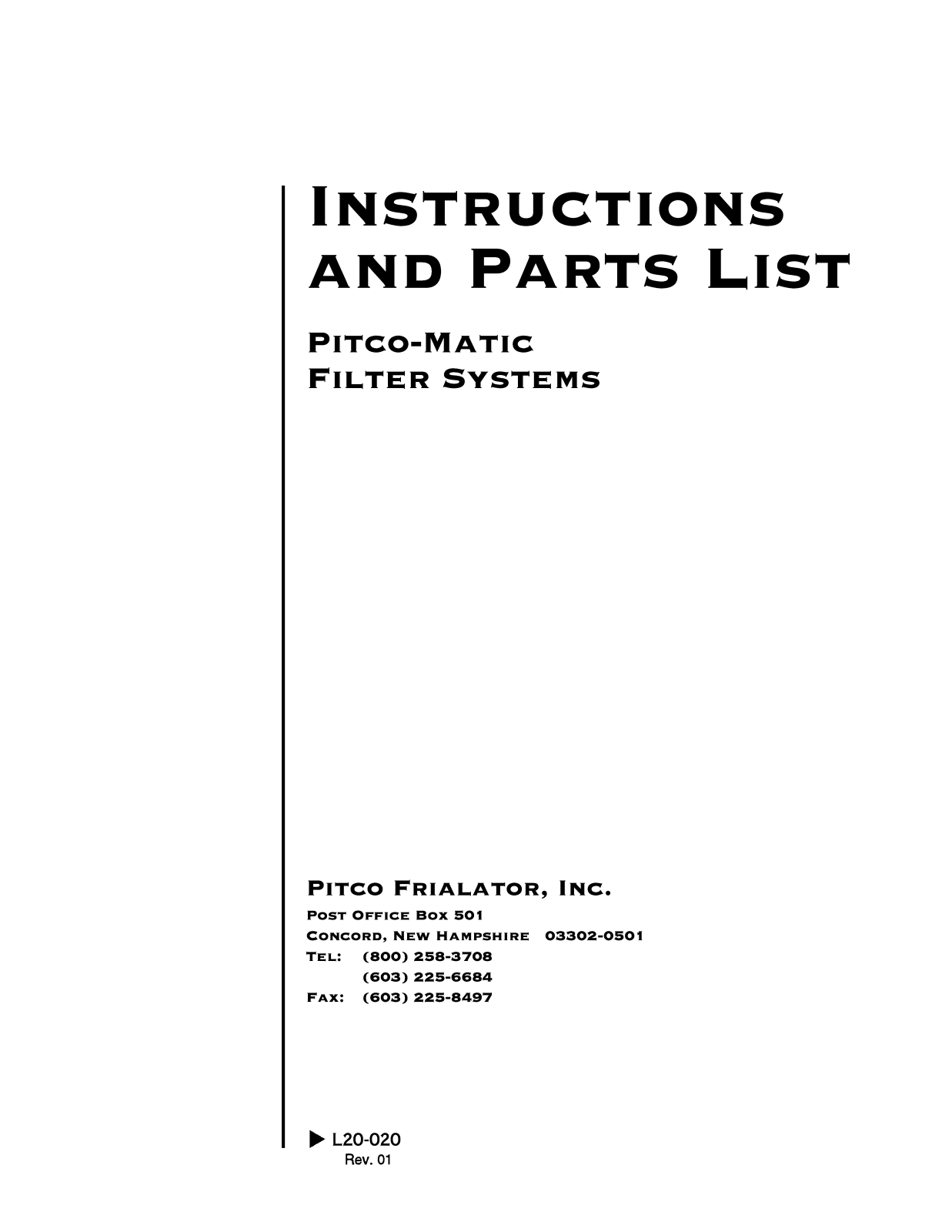 Pitco Frialator P14, P18, P24, P34 Part Manual