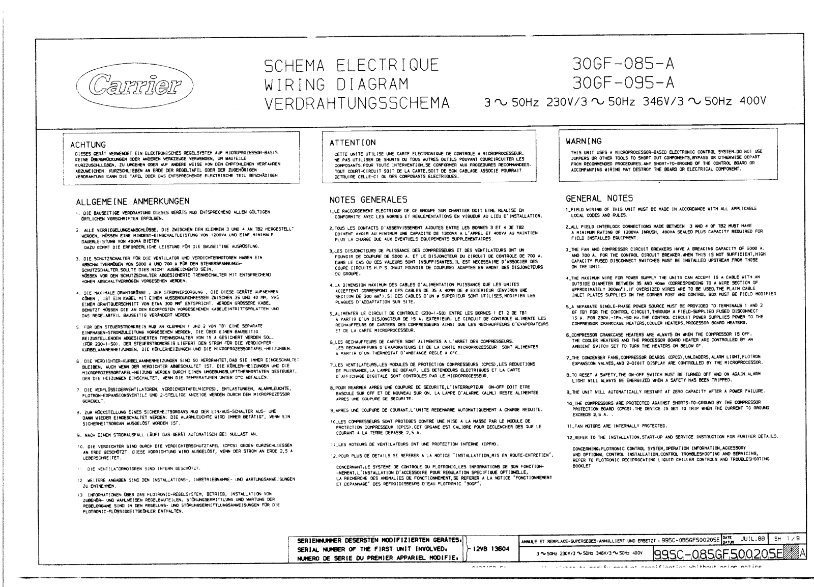 Carrier 30GF085-240SEL User Manual