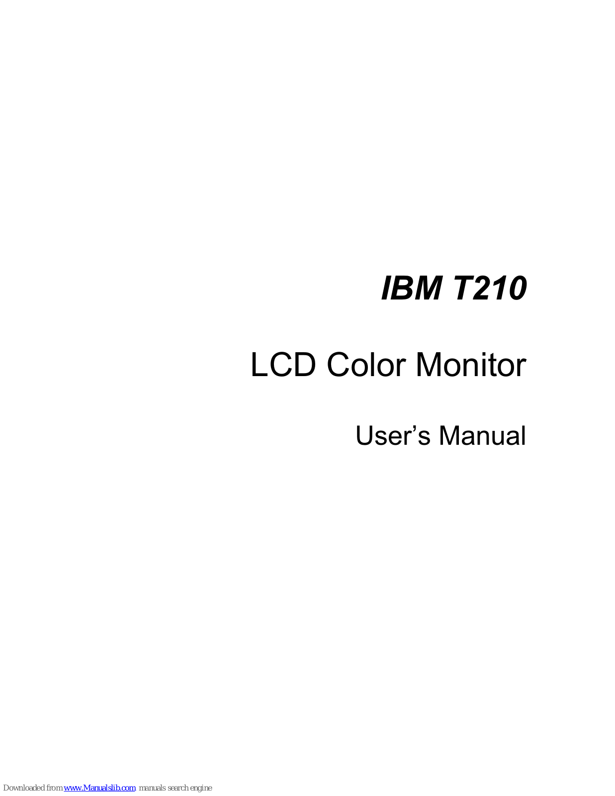 IBM T210 User Manual