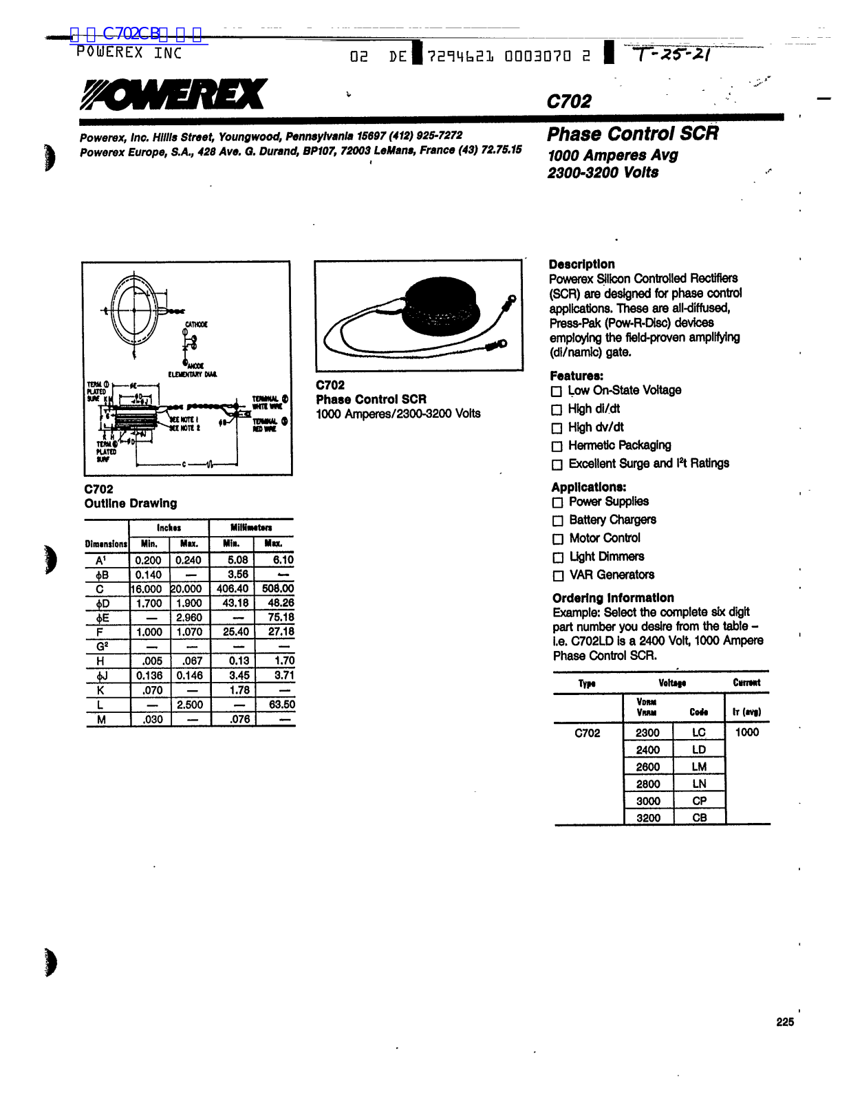 POWEREX C702 User Manual